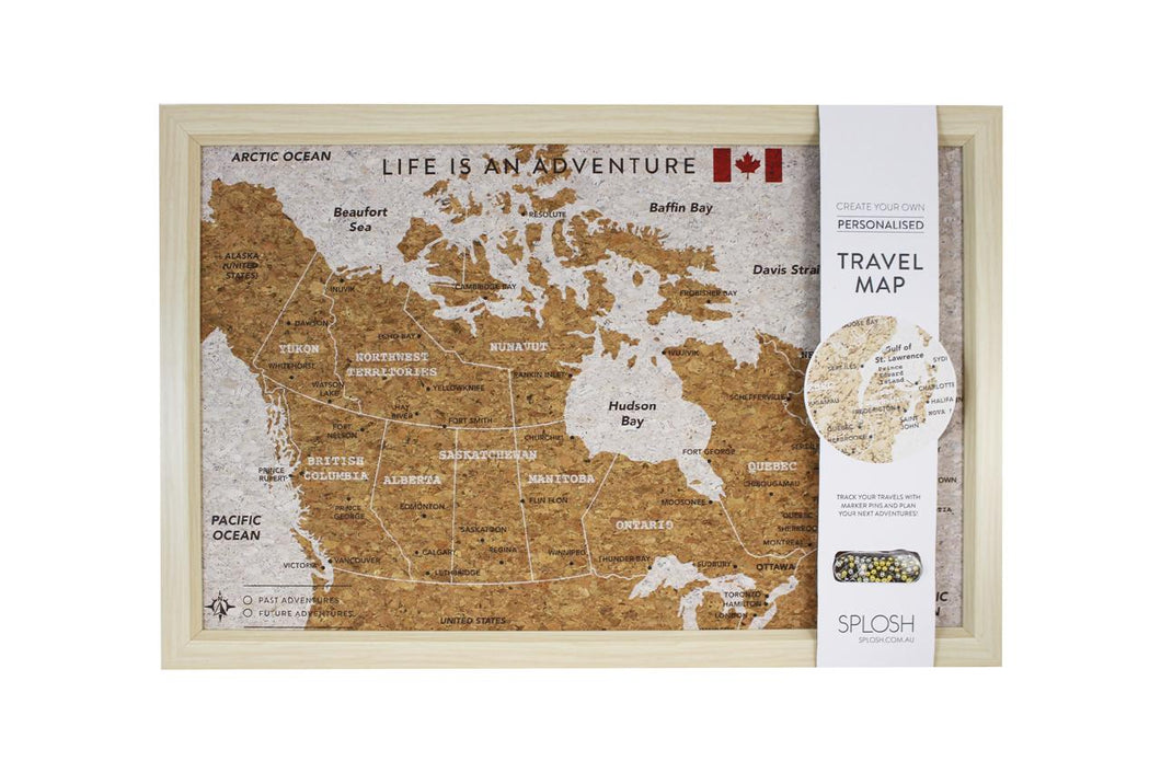 Small Framed Cork Canada Map With Pins