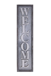 Metal Welcome Sign With Wood Frame