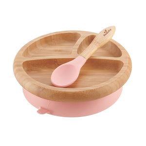 Baby Bamboo Plate+Spoon - Pink