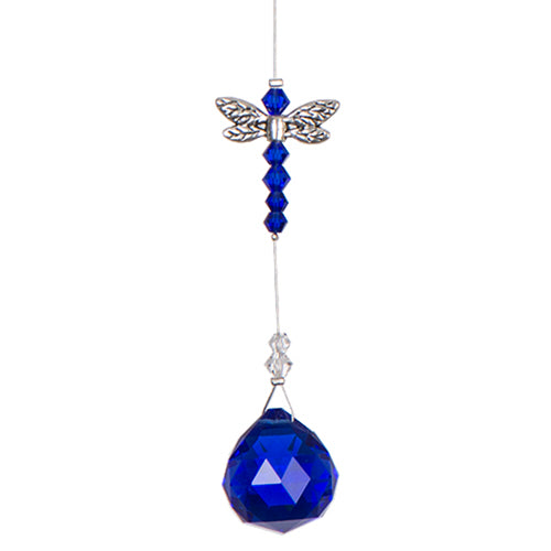 C315D Dragonfly Crystals Suncatcher - Dk Blue