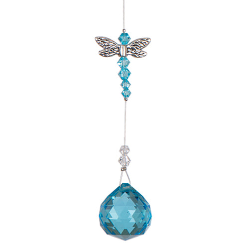 C315D Dragonfly Crystals Suncatcher - Lt Blue