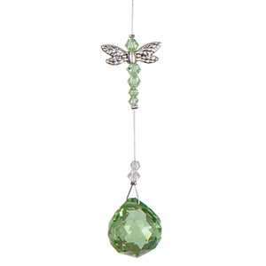 C315D Dragonfly Crystals Suncatcher -Lt Green