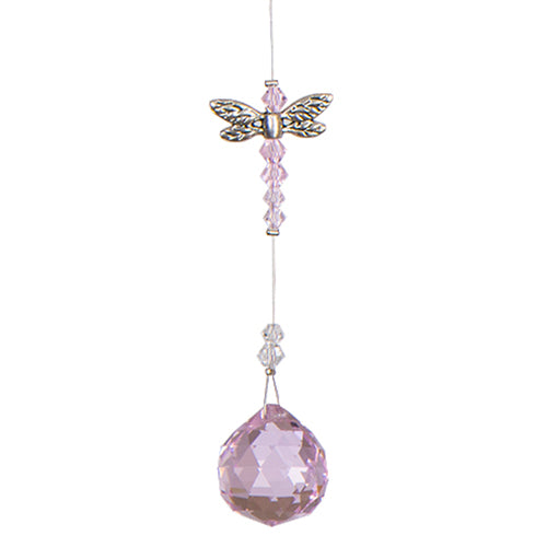 C315D Dragonfly Crystals Suncatcher - Pink
