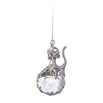 C370 Pewter Cat Chakra Suncatcher