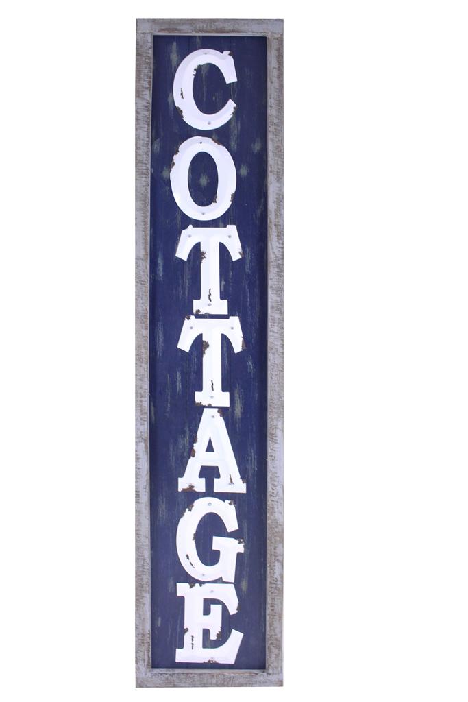 Metal Cottage Sign With Wood Frame (PICKUP ONLY)