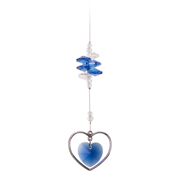 C600 Double Heart Suncatcher - Dark Blue