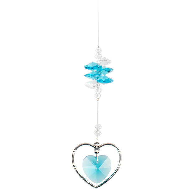 C600 Double Heart Suncatcher - Lt Blue