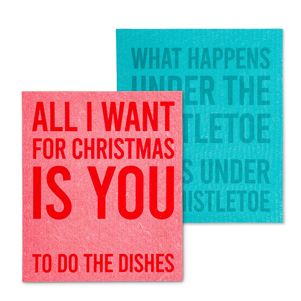 All I Want For Christmas Swedish Dishcloths - Set of 2
