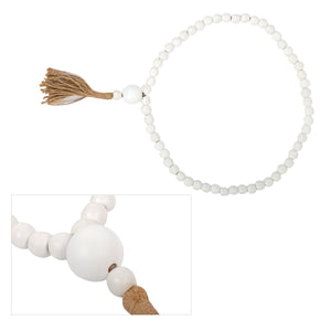 White Beads With Tassel