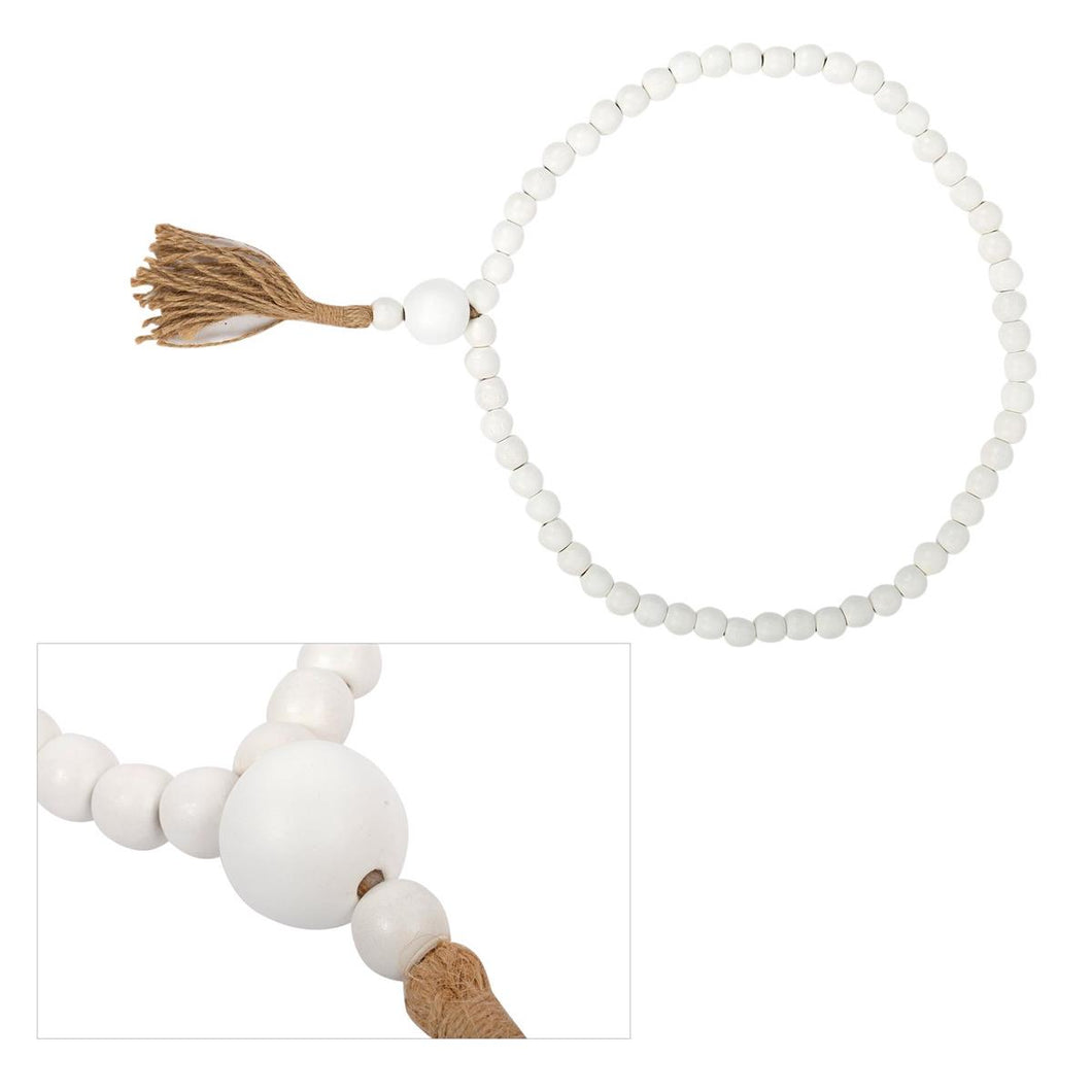 White Beads With Tassel