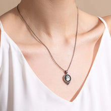 Load image into Gallery viewer, Moonglow Classic Necklace with Black Crystal in Pewter
