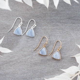 Elsie Earrings - Gold/Blue Lace Agate