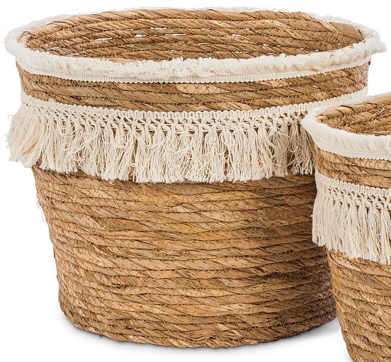 Handwoven Basket With Fringe (PICKUP ONLY)