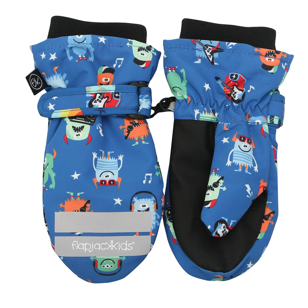 Kids Water Repellent Mittens - Blue Monster