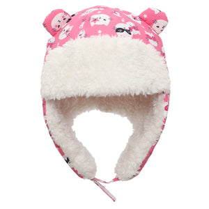 Kids Water Repellent Trapper Hat - Pink Cat