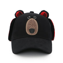 Load image into Gallery viewer, Kids Cap with Earflaps - Black Bear
