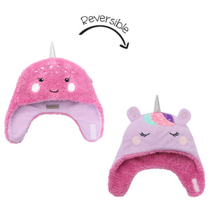 Kids Reversible Sherpa Hat - Unicorn/Narwhal