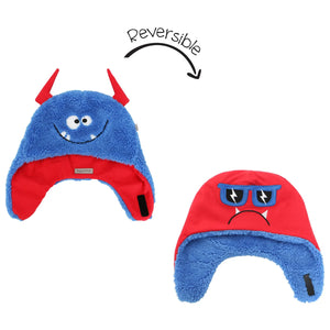 Kids Reversible Sherpa Hat - Monster Blue