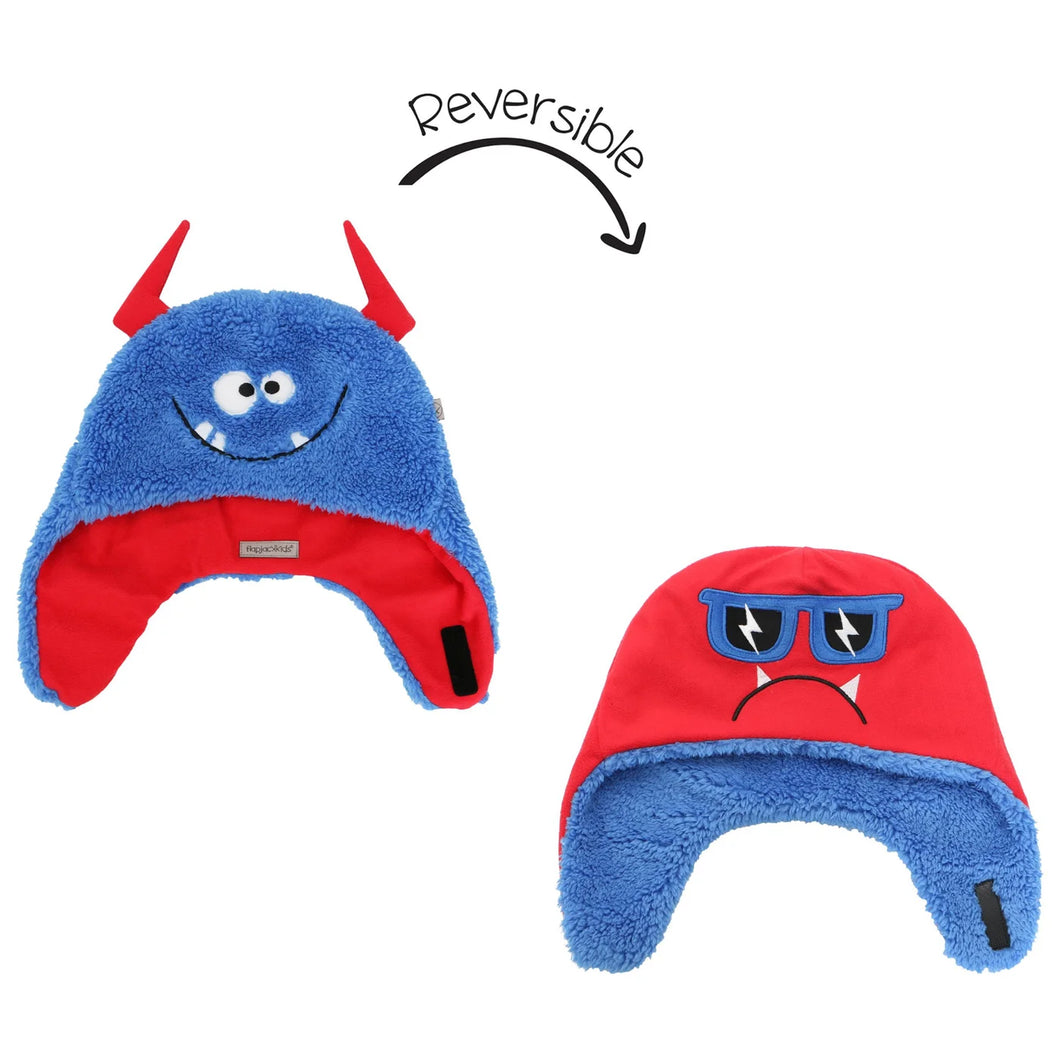 Kids Reversible Sherpa Hat - Monster Blue