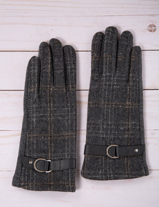 Dark Gray Plaid Gloves FINAL SALE