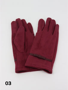 Burgundy Stitched Bow Touch Screen Glove