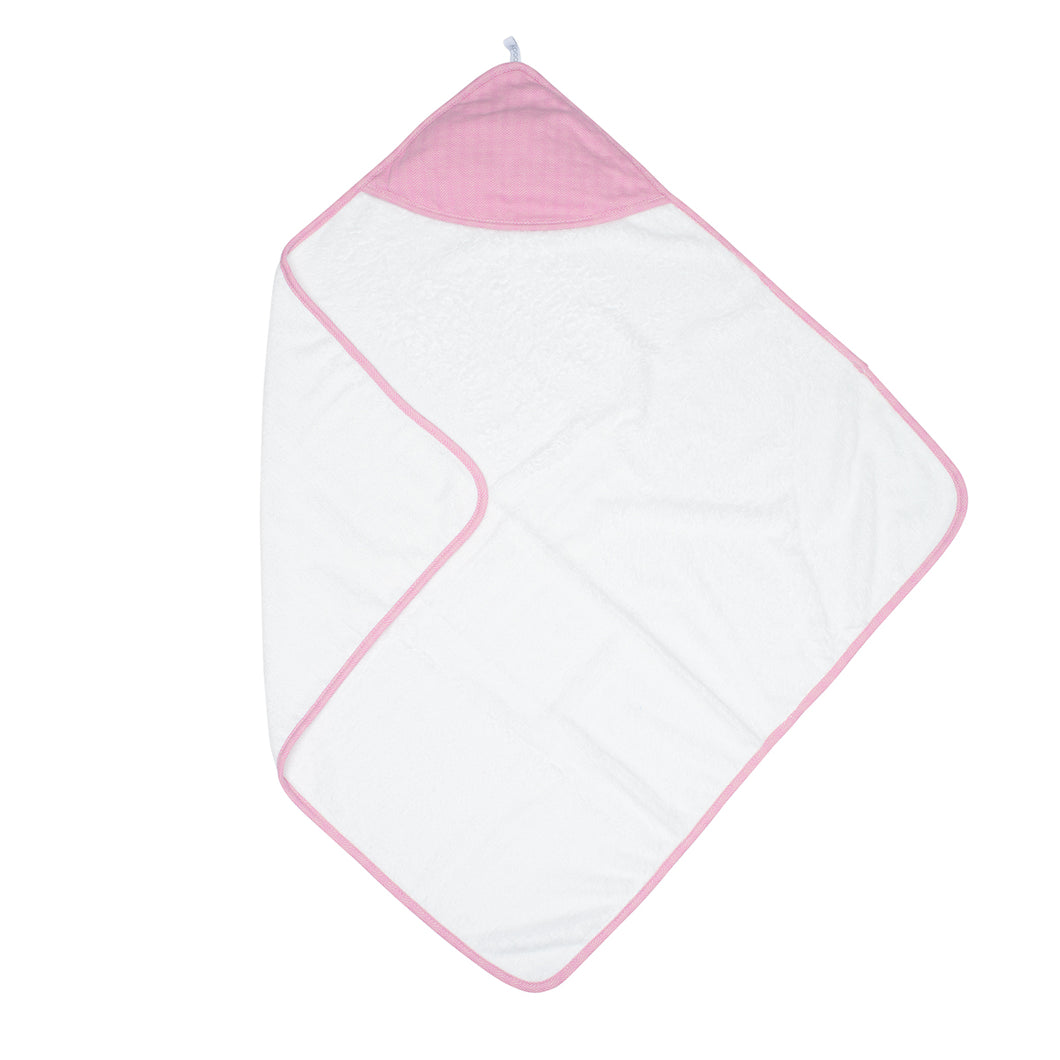 Bamboo Hooded Towel- White/Sunset Pink