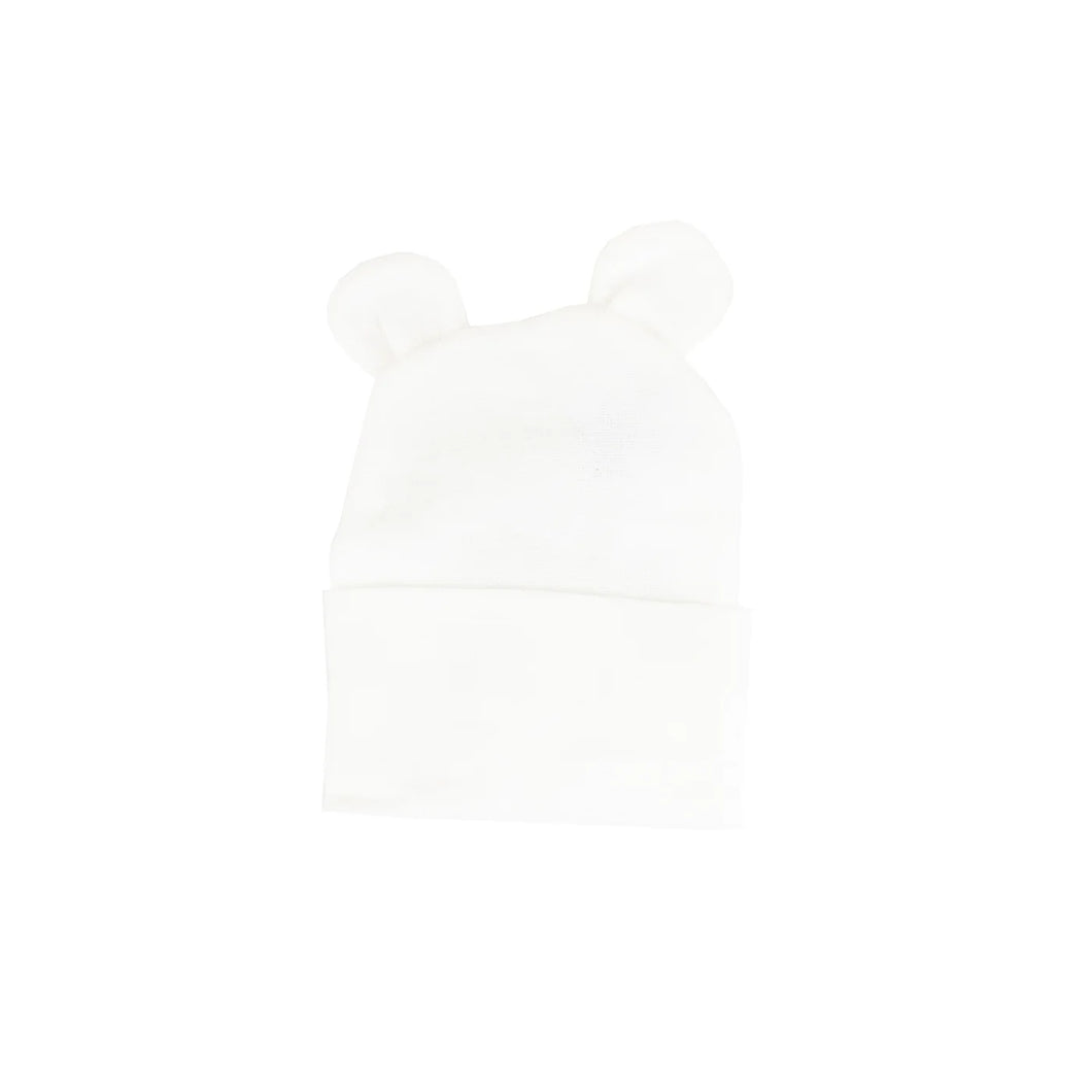 White Newborn Hat with Ears