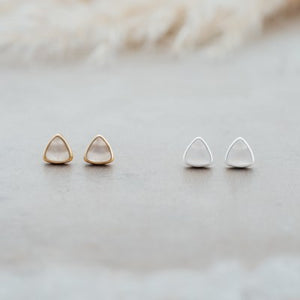 Mae Studs - gold/white moon stone