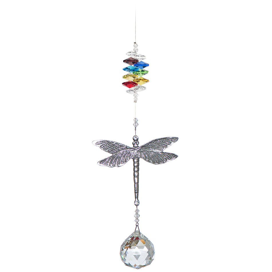 P100 Large Pewter Dragonfly Suncatcher - Chakra