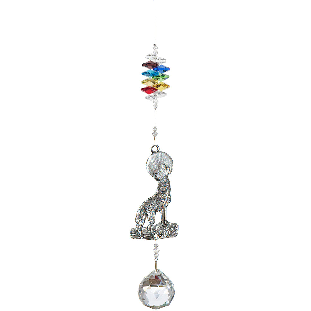 P100 Large Pewter Wolf Suncatcher - Chakra