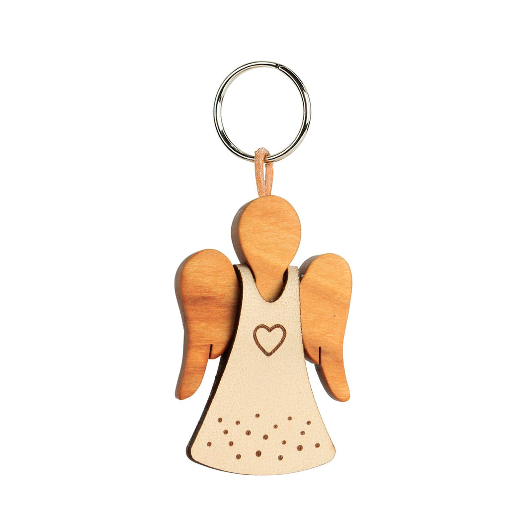 Angel With Leather Dress Wood Key Ring