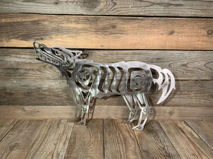 Wolf Brushed Steel First Nations Wall Art