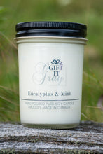 Load image into Gallery viewer, Eucalyptus &amp; Mint Gift It Gray Soy Candle
