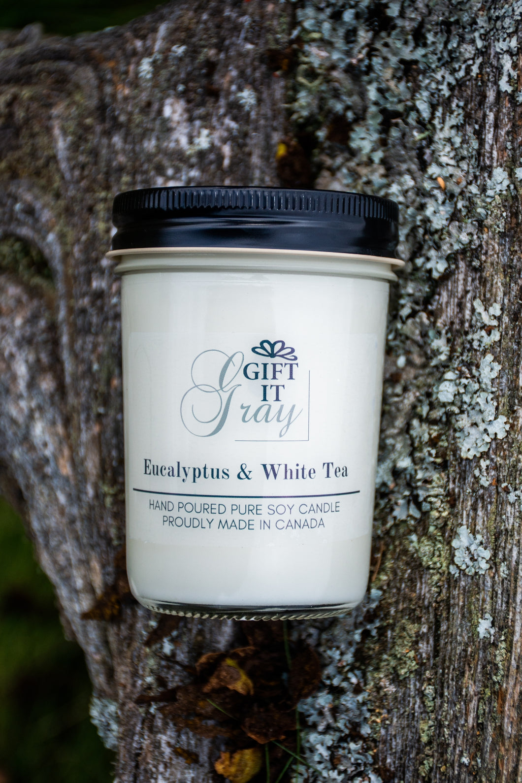 Eucalyptus & White Tea Gift It Gray Soy Candle