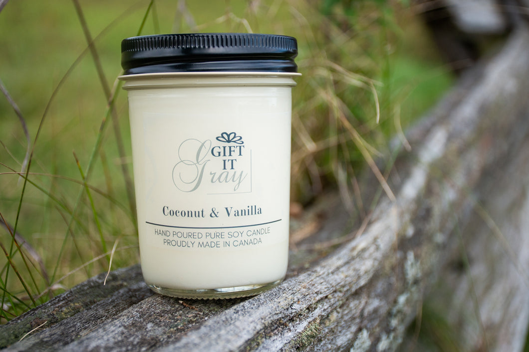 Coconut & Vanilla Gift It Gray Soy Candle