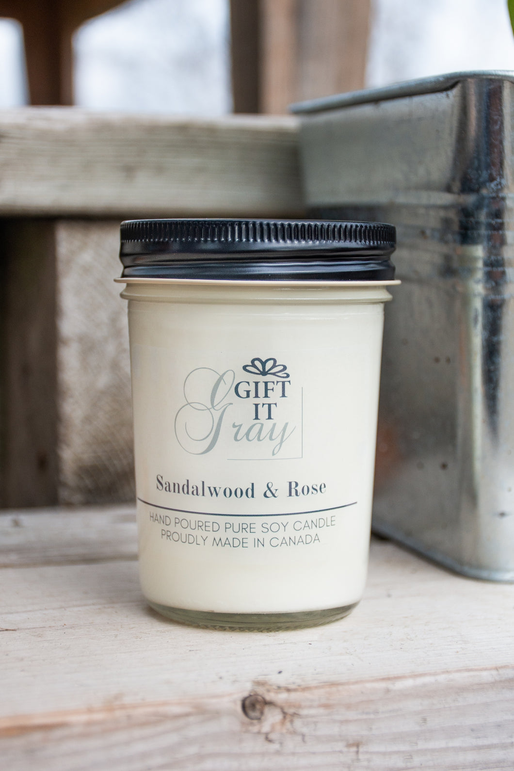Sandalwood & Rose Gift It Gray Soy Candle