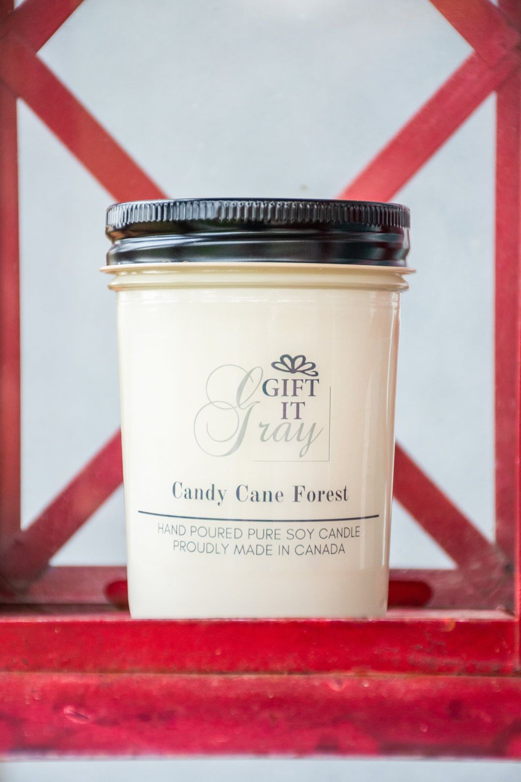 Candy Cane Forest Gift It Gray Soy Candle