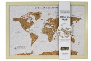 Large Framed Corkboard With World Map