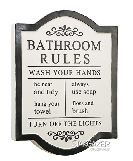 Metal Bathroom Rules Sign (PICKUP ONLY) – Gift It Gray