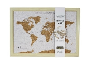 Small Framed Cork World Map With Pins