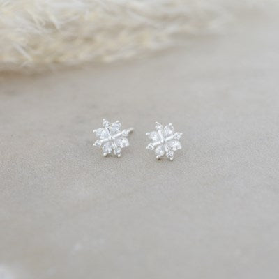 Snow Crystal Studs - Silver