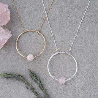 Solo Necklace - Rose Quartz Gold