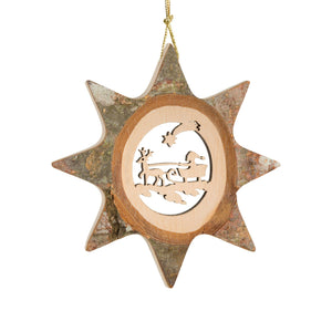 Sleigh Ride Star Wood Ornament