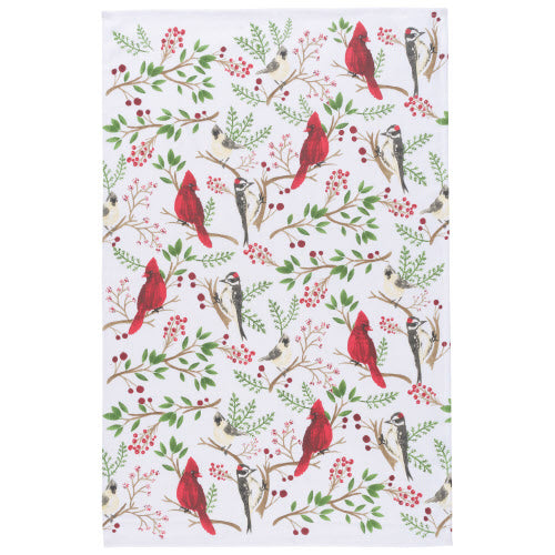 Allover Winter Birds Tea Towel