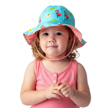 Load image into Gallery viewer, Kids/Baby UPF50+ Patterned Sun Hat - Flamingo/Fruit
