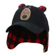 Load image into Gallery viewer, Kids Cap with Earflaps - Black Bear
