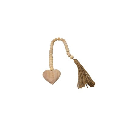 Natural Beads With Heart And Tassel