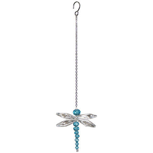 C530 Crystal Dragonfly on Chain Suncatcher - Lt Blue