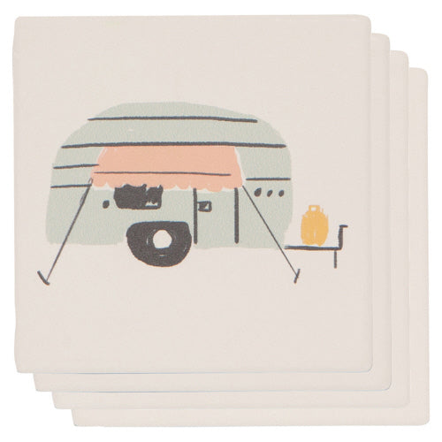 Happy Camper Coasters - Set of 4